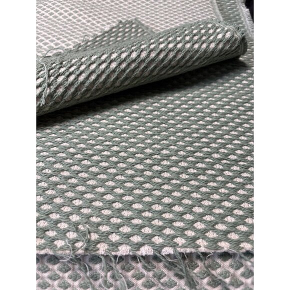 Green & Cream Diamond Upholstery Fabric Durable Textured Material 1 yard + 1" x - Picture 3 of 4